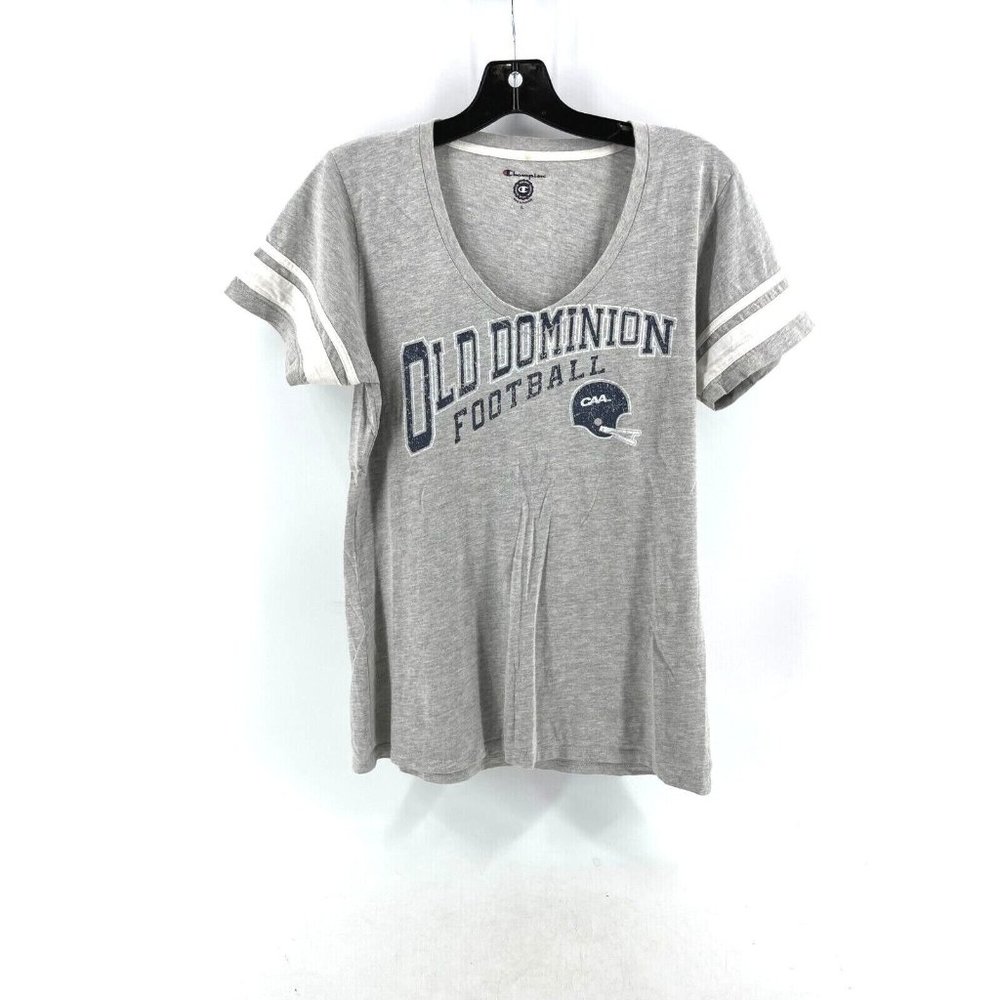 Champion Womens Old Dominion Monarchs V Neck T-Shirt College Football Gray L